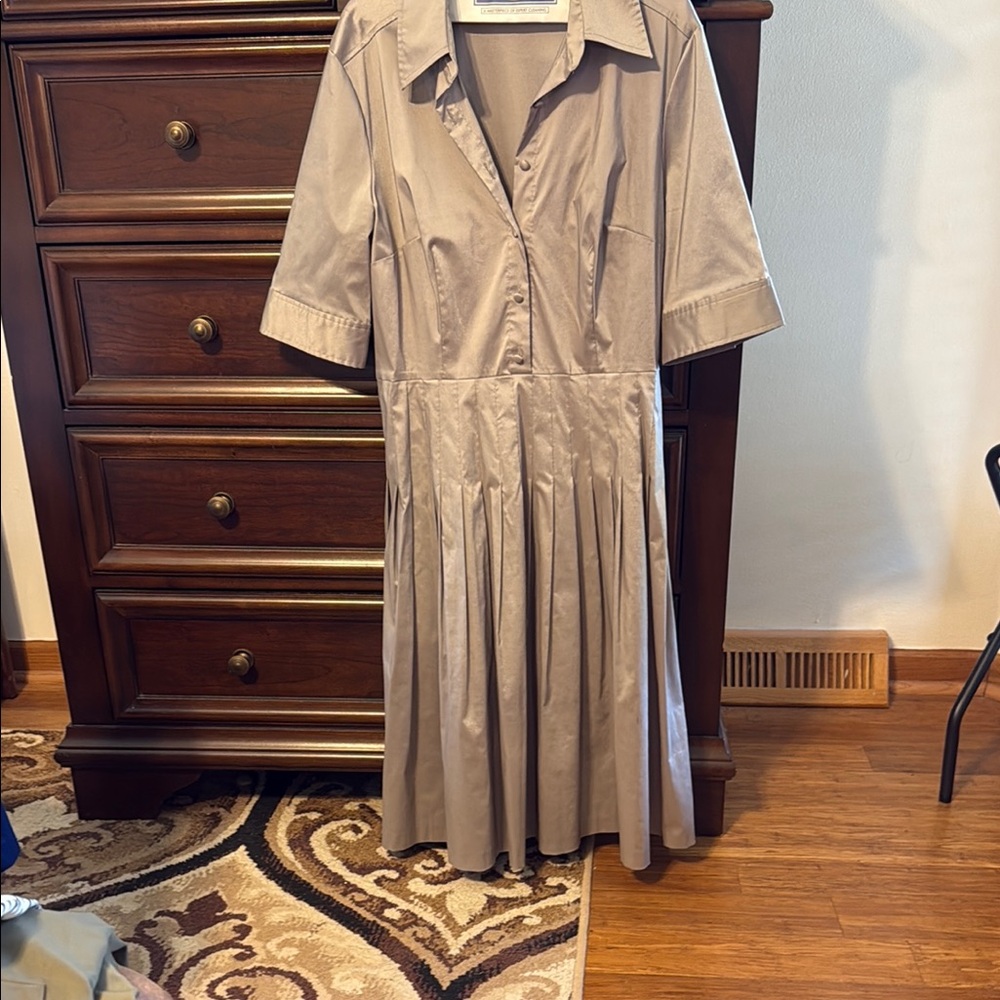 Liz Claiborne Blue A-Line Midi Dress with Notched Collar